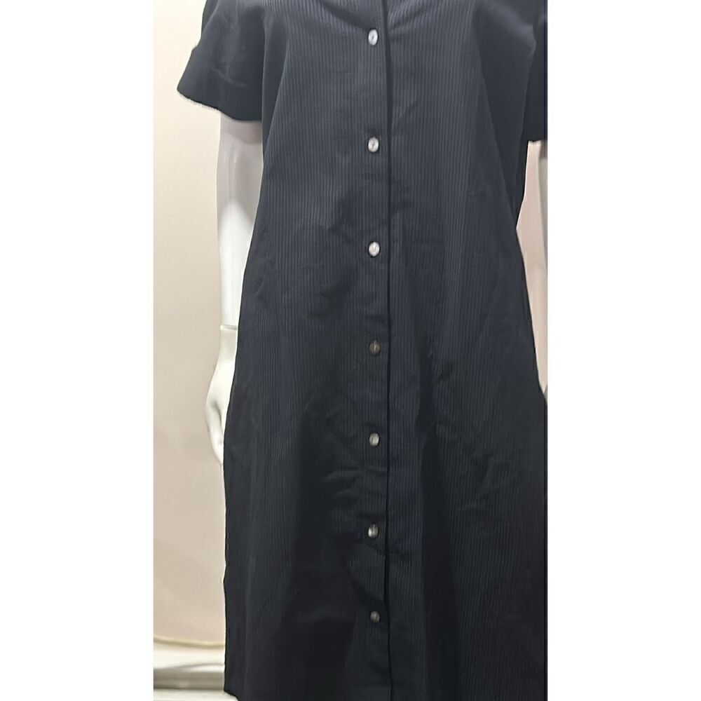 Theory Navy Blue Seersucker Dress Size Large * missing belt - Picture 7 of 13